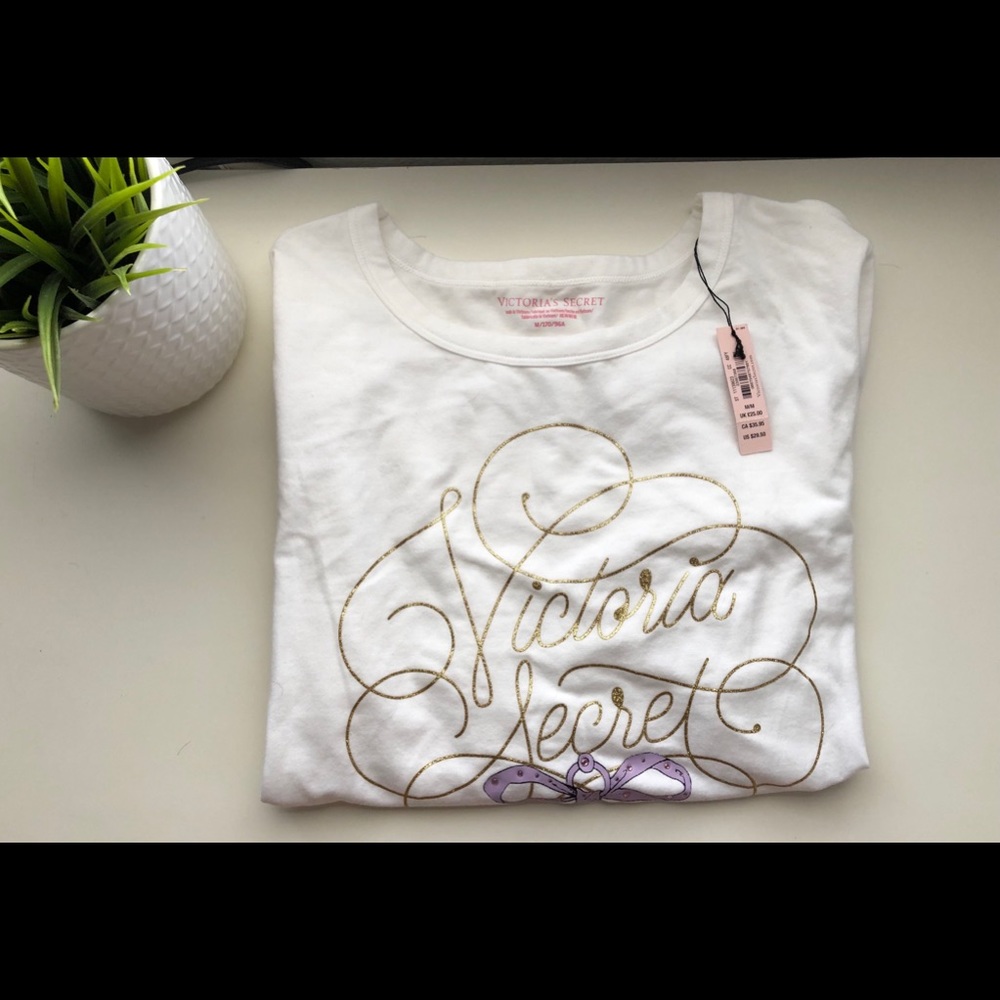 Victoria Secret White Long Sleeve Pajama with Bow